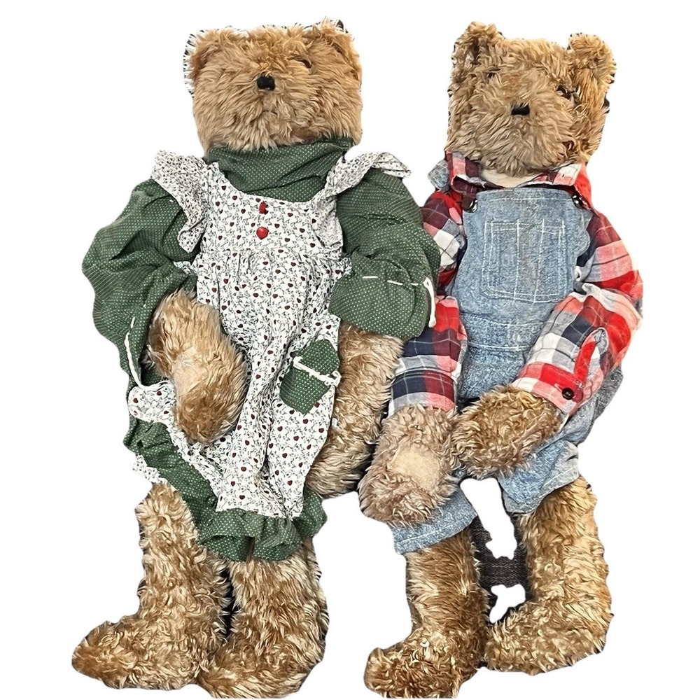 Vintage Tender Heart Treasures Teddy Bear Set 1993 1994‎ Boy Girl Plush 24"